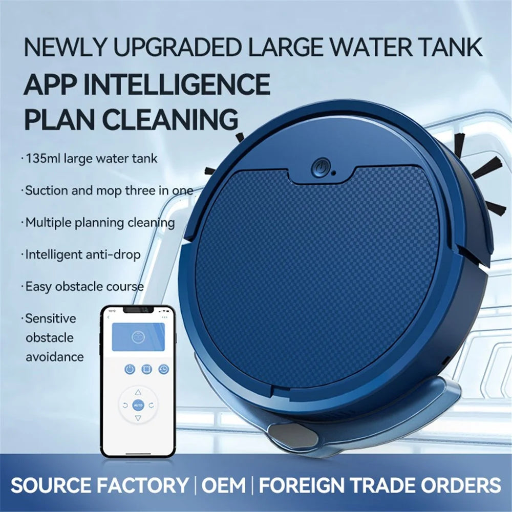 OB8S-MAS 3 in 1 Robot Vacuum and Mop Combo with 1500Pa Suction and Water Tank for Floor / Carpet - Blue - 2