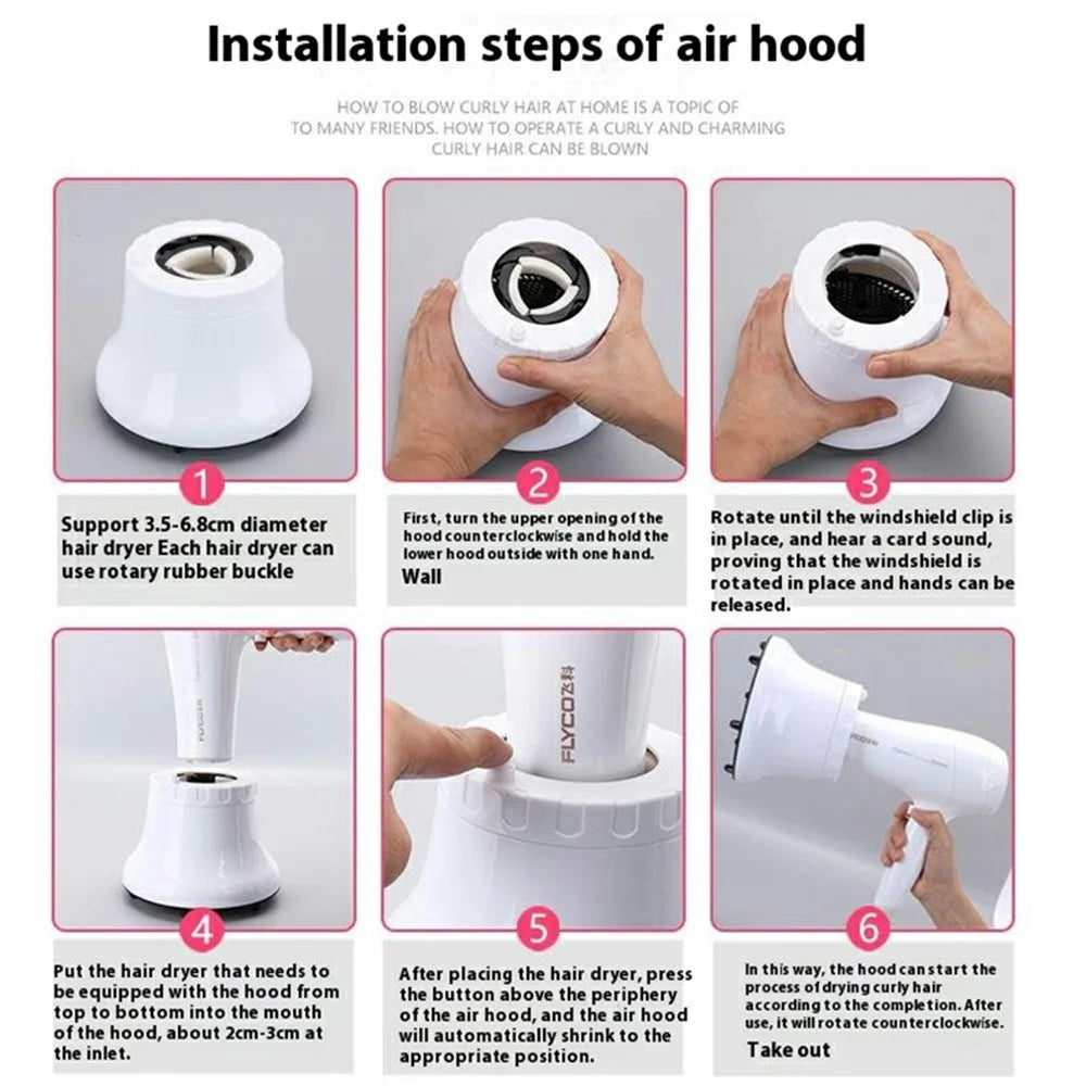 G8 Hair Dryer Large Blower Head Universal Attachment Curly Hair Drying Hood - White - 6