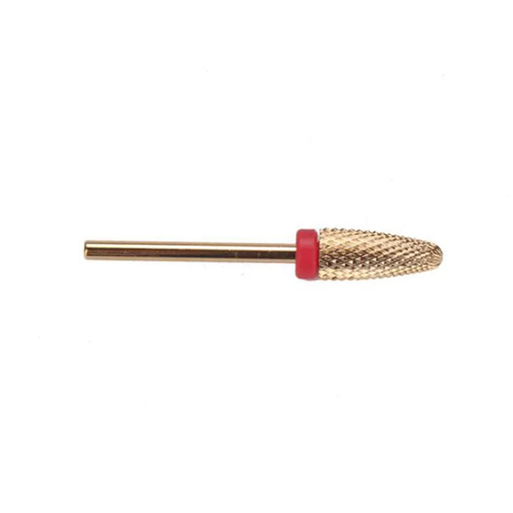 Bullet-Shaped Gold Tungsten Steel Nail Bit Manicure Pedicure Nail File Hand Foot Care Tool for Nail Grind Trim Polish - Fine Type - 2