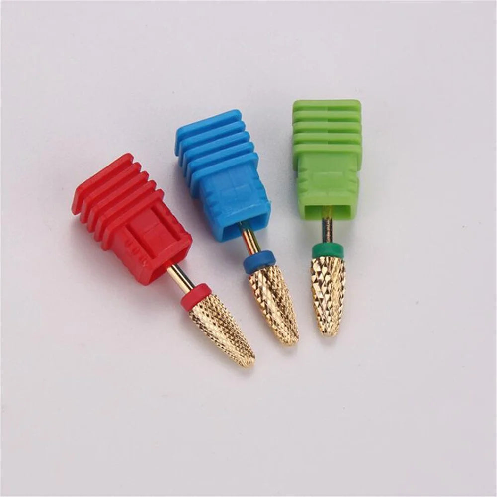 Bullet-Shaped Gold Tungsten Steel Nail Bit Manicure Pedicure Nail File Hand Foot Care Tool for Nail Grind Trim Polish - Fine Type - 5