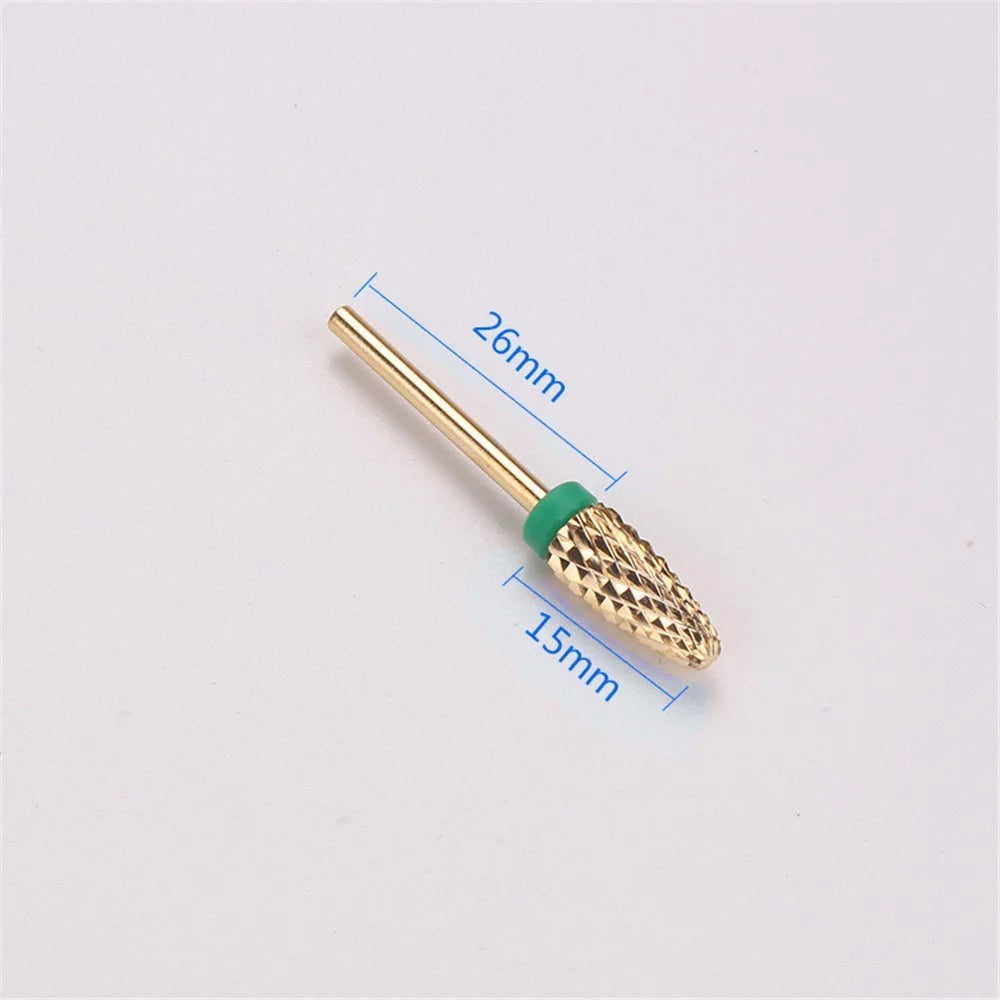 Bullet-Shaped Gold Tungsten Steel Nail Bit Manicure Pedicure Nail File Hand Foot Care Tool for Nail Grind Trim Polish - Fine Type - 7