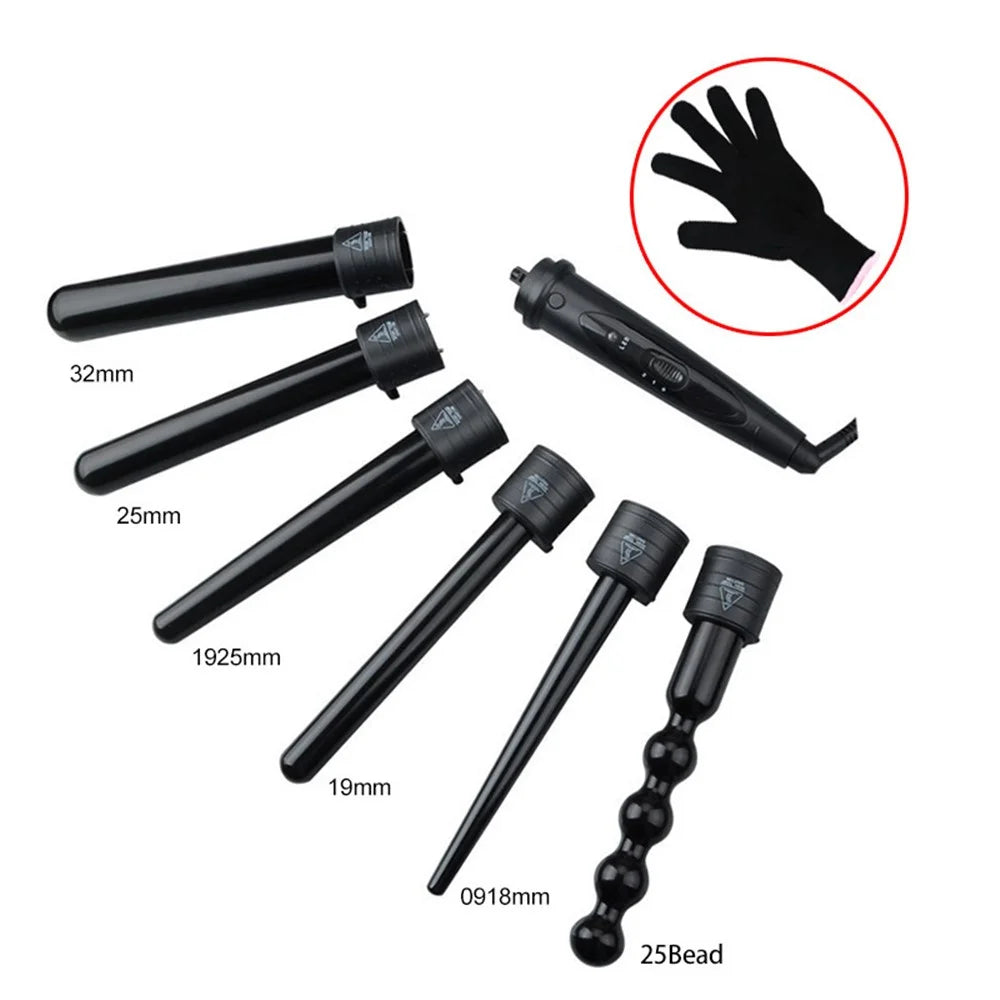 6 in 1 Hair Curling Iron Set Ceramic Multi Temperature Control PTC Heating LED Display Hair Styling Tool - EU Plug - 2