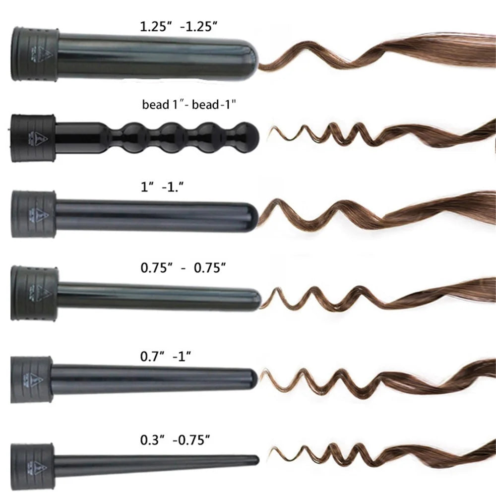 6 in 1 Hair Curling Iron Set Ceramic Multi Temperature Control PTC Heating LED Display Hair Styling Tool - EU Plug - 3