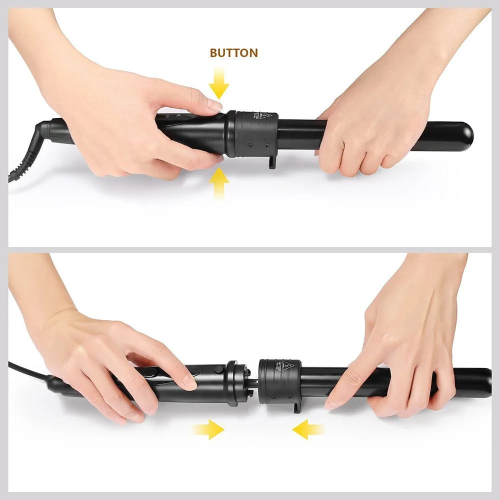 6 in 1 Hair Curling Iron Set Ceramic Multi Temperature Control PTC Heating LED Display Hair Styling Tool - EU Plug - 5
