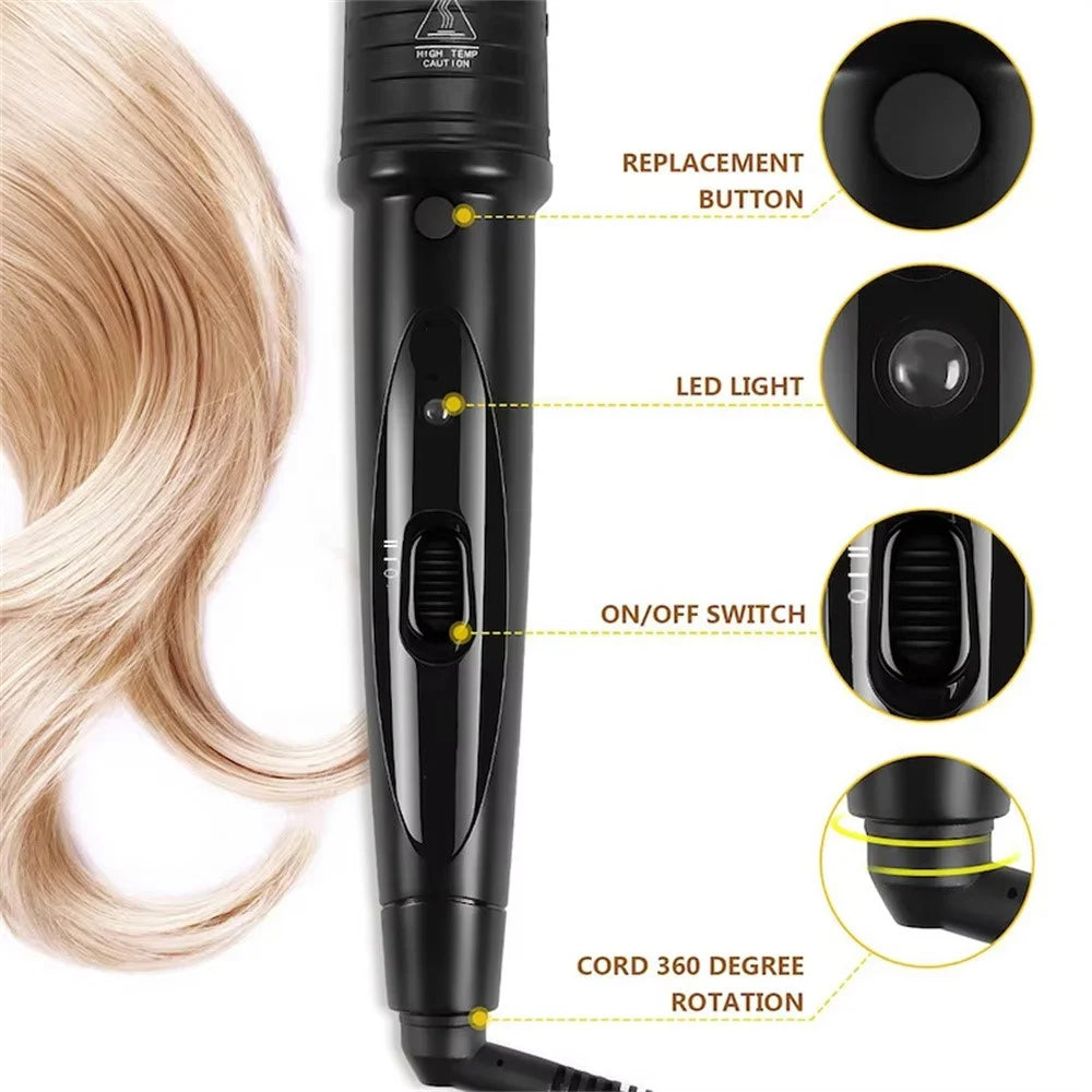 Curling Iron with 5 Interchangeable Heads Ceramic Curler Fast Heating Hair Styling Tool, EU Plug - 3