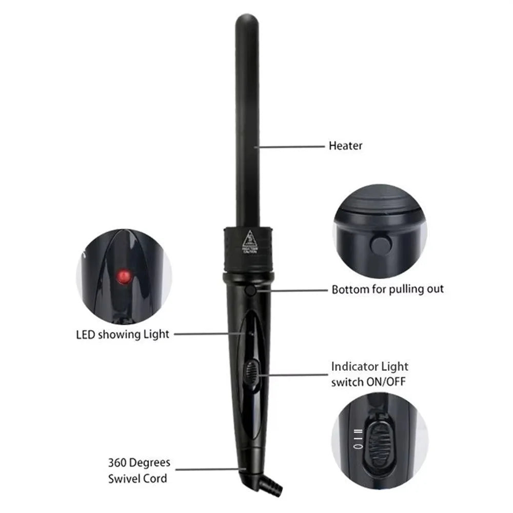 Curling Iron with 5 Interchangeable Heads Ceramic Curler Fast Heating Hair Styling Tool, EU Plug - 4