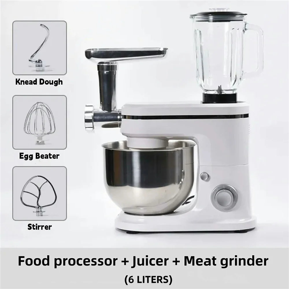 6L Electric Kitchen Stand Mixer 3 in 1 Dough Kneader Meat Grinder Juicer (BPA Free, No FDA) - EU Plug - 3