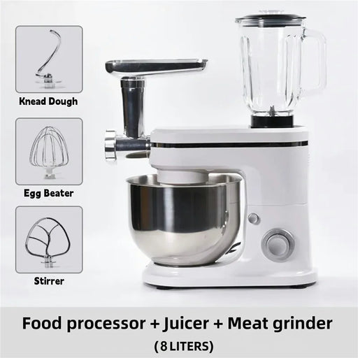 8L Electric Kitchen Stand Mixer 3 in 1 Dough Kneader Meat Grinder Juicer (BPA Free, No FDA) - EU Plug - 2