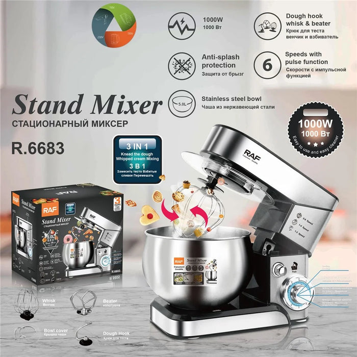 RAF R6683 Kitchen Stand Mixer 1000W 6 Speed Automatic Kneading Dough Whisking Machine (BPA Free, No FDA) - EU Plug - 2