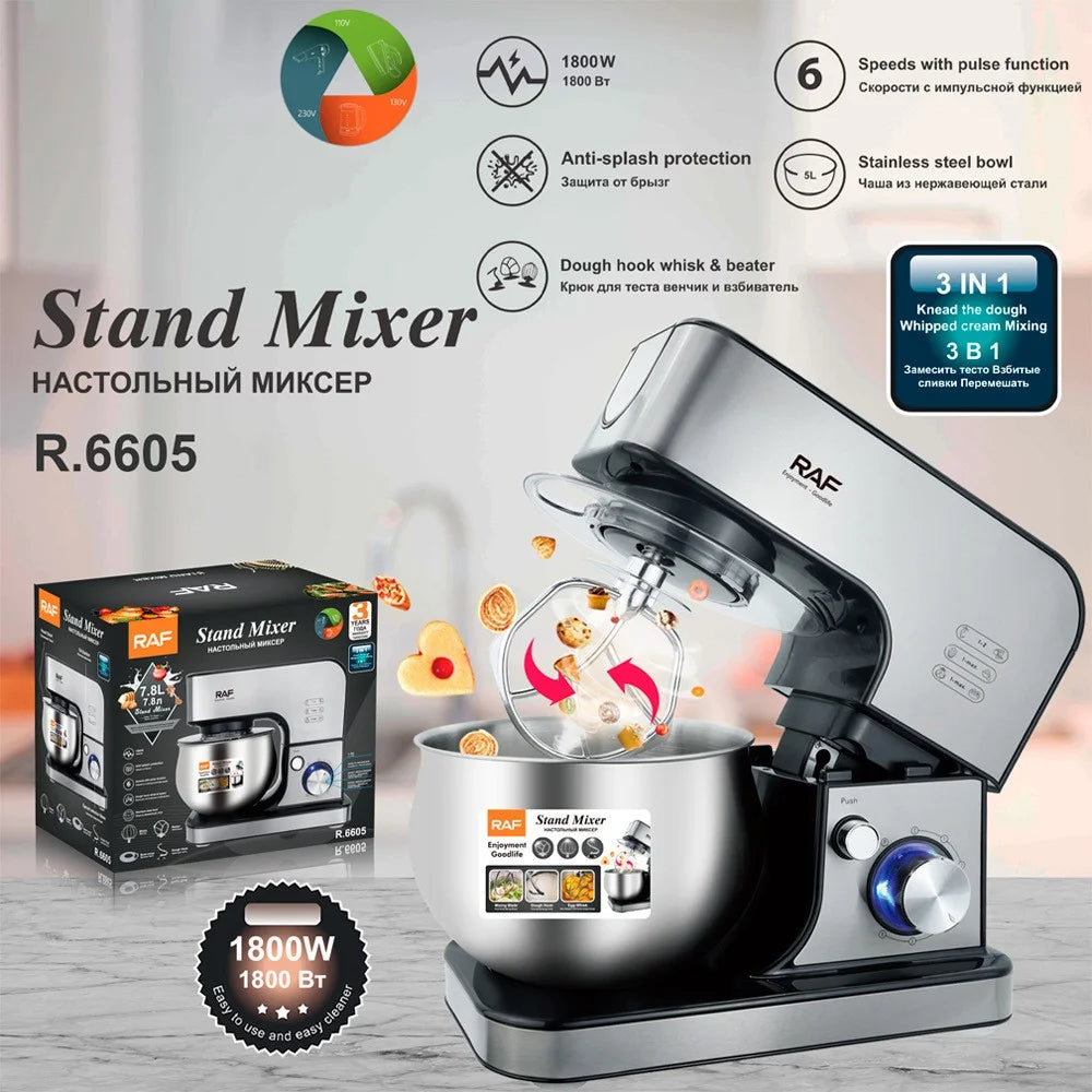 RAF R6605 Automatic Dough Mixer Kneader Kitchen Stand Mixer 1800W 5L Food Processor (BPA Free, No FDA) - EU Plug - 2
