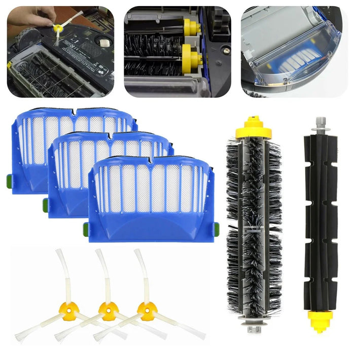 10Pcs Replacement Parts Kit for iRobot Roomba 610 / 620 / 630 / 650 / 660 Main Brush Side Brush Filter Set - 2