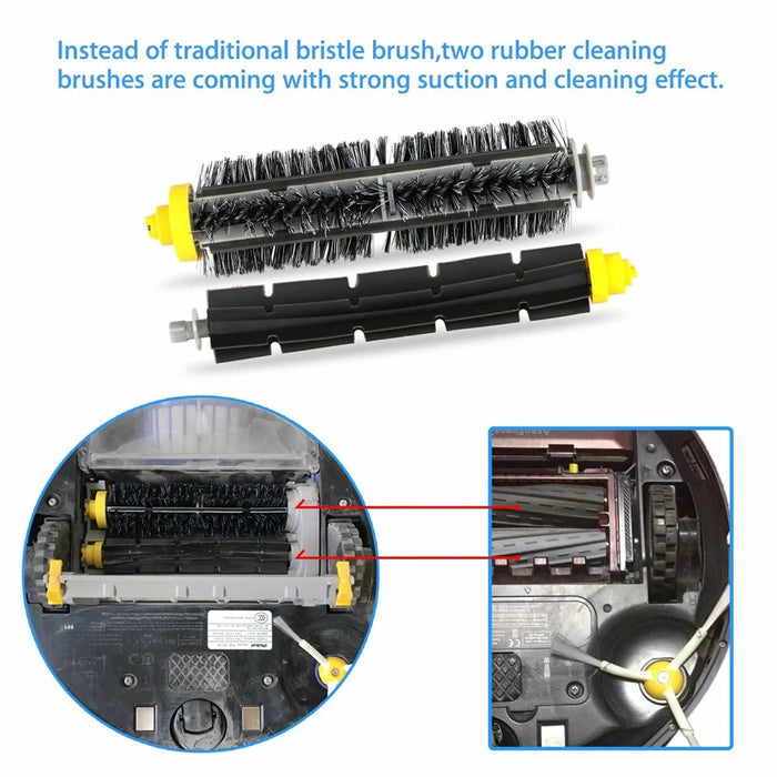 10Pcs Replacement Parts Kit for iRobot Roomba 610 / 620 / 630 / 650 / 660 Main Brush Side Brush Filter Set - 5