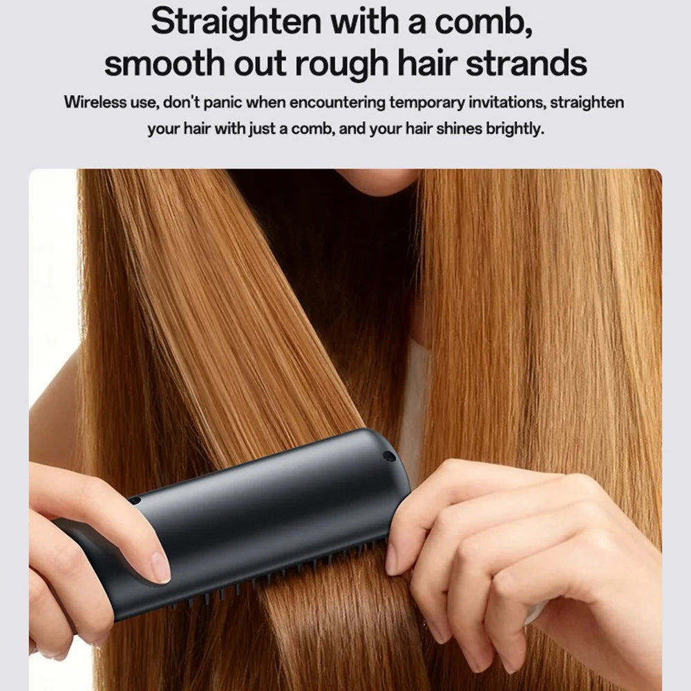 YESIDO MG23 Wireless Hair Straightener Brush  2 in 1 Straighten and Curl Styling Tool 3 Temp Settings Digital Display - Black - 4