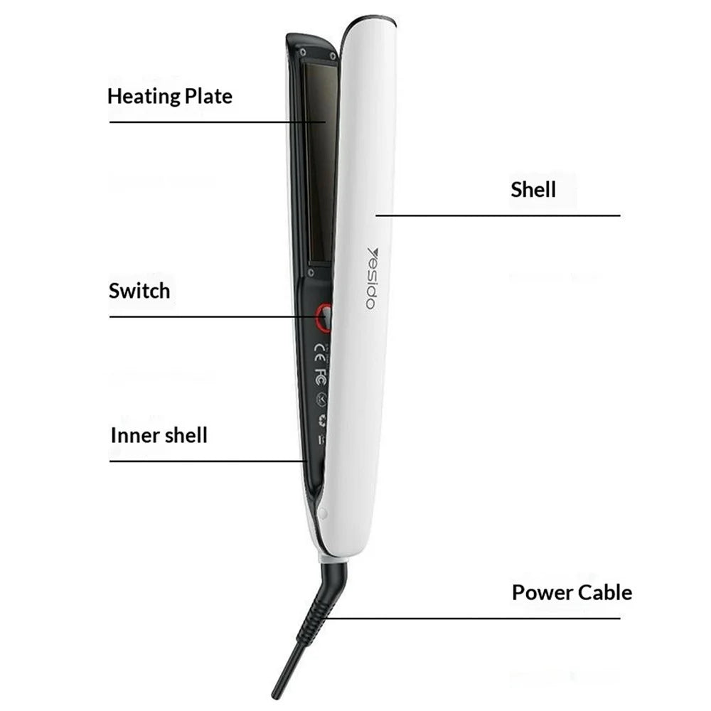 YESIDO MG31 Hair Straightener Negative Ion Technology 3 Temperature Settings Fast Heating Ceramic Plates - UK Plug - 6