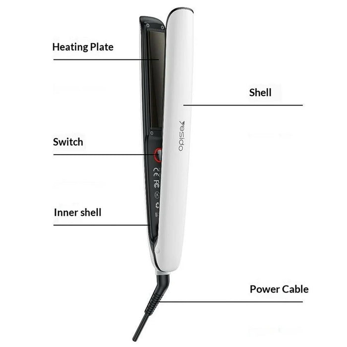 YESIDO MG31 Hair Straightener Negative Ion Technology 3 Temperature Settings Fast Heating Ceramic Plates - UK Plug - 6