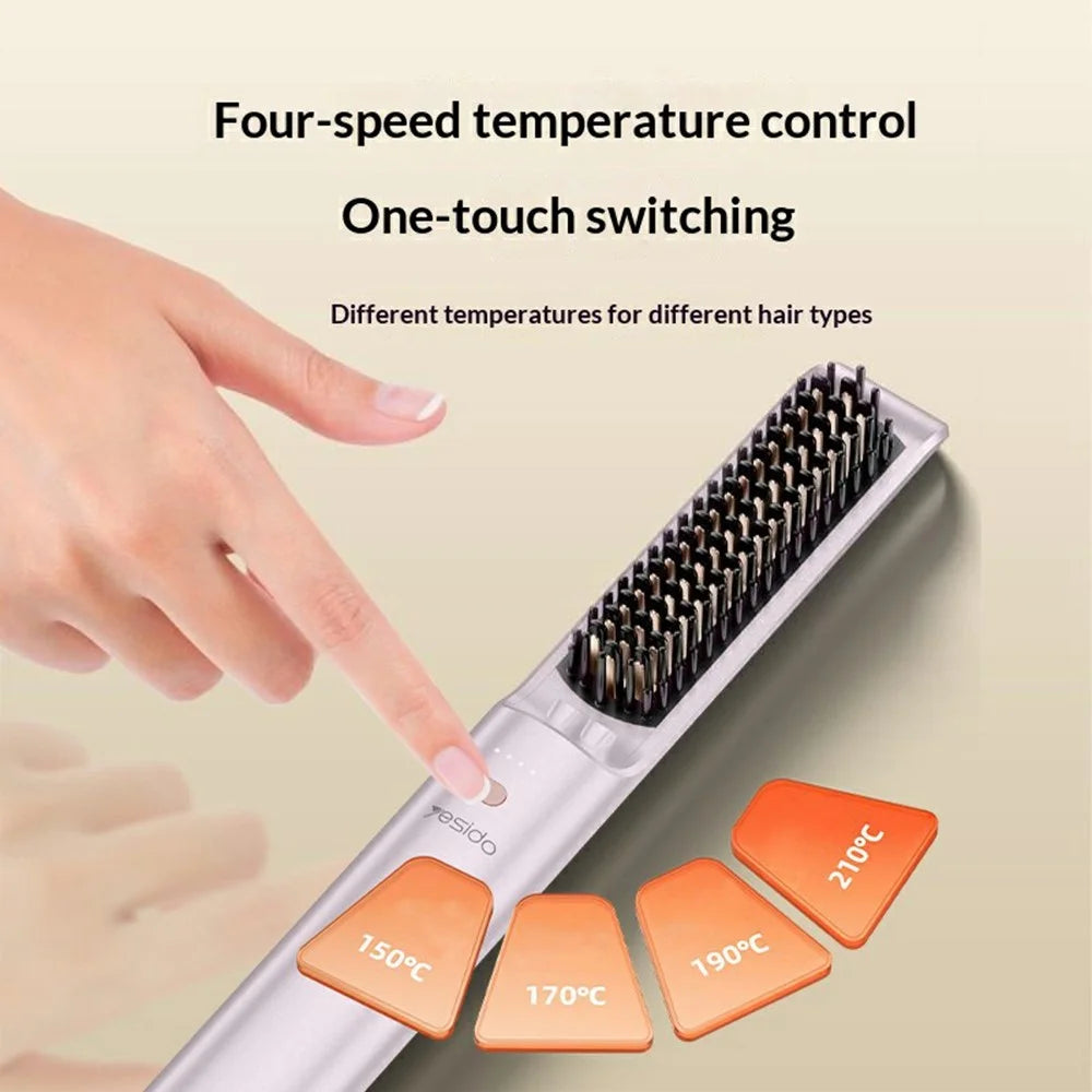 YESIDO MG33 UK Plug Hair Straightener Brush Smart Temperature Control Negative lon Hair Straightening Comb - 3