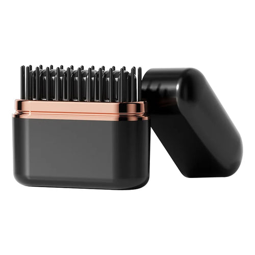 Wireless Hair Straightener Brush Negative Ion Hair Styler 3-Level Temperature Control Hair Straightening Tool - Black - 1