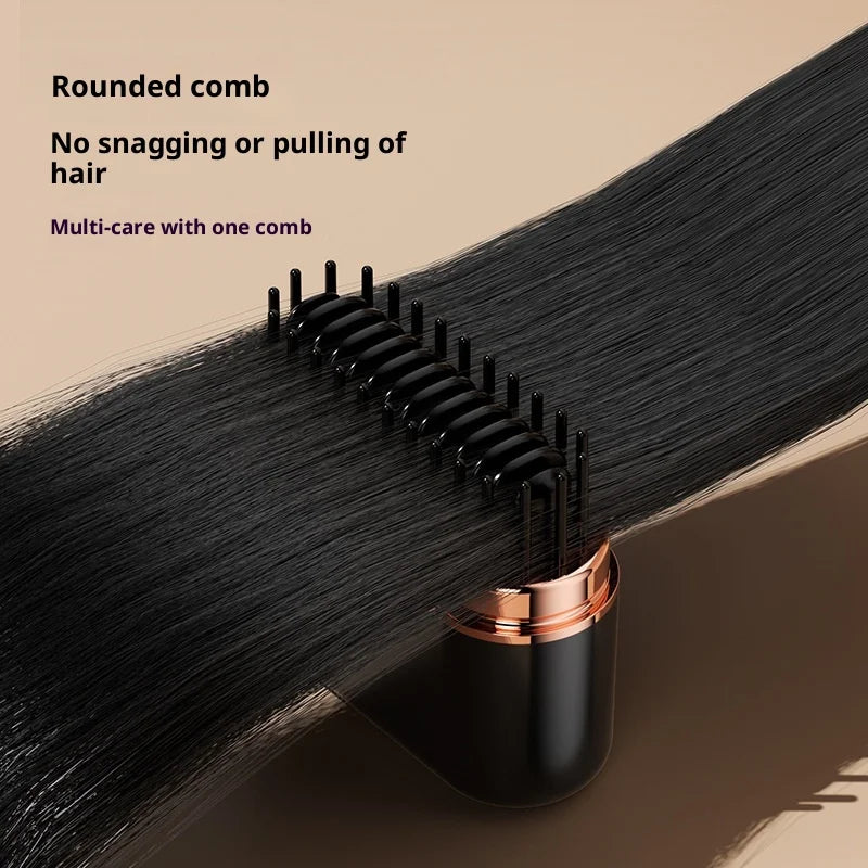 Wireless Hair Straightener Brush Negative Ion Hair Styler 3-Level Temperature Control Hair Straightening Tool - Black - 4