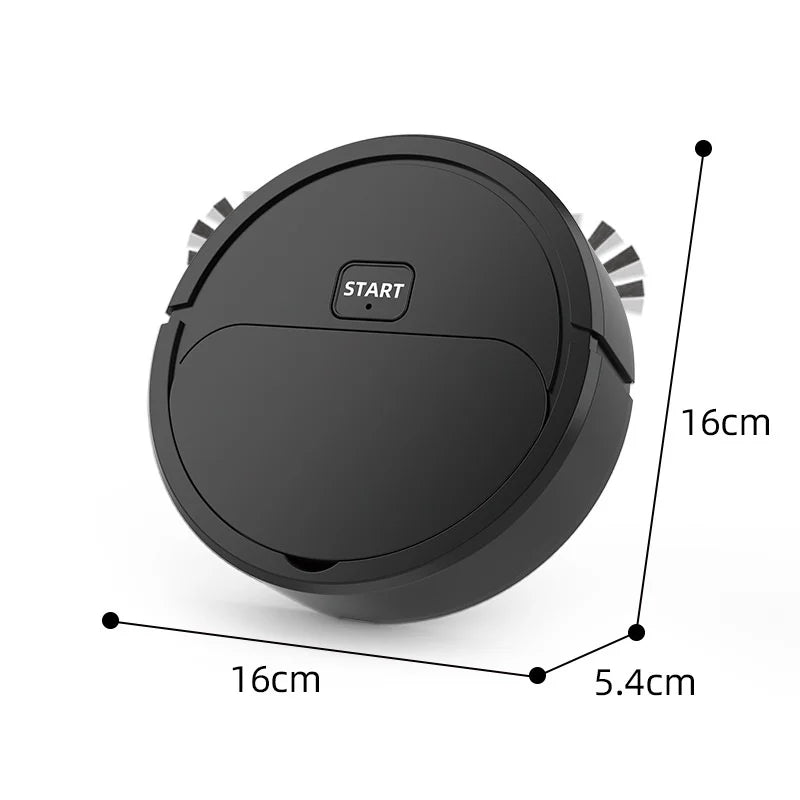 Mini Robot Vacuum 3-in-1 Sweep Mop Suction Cleaner 400mAh 40min Runtime for Home Floors - K16a Black Rechargeable Model | 16*5.4Cm - 2