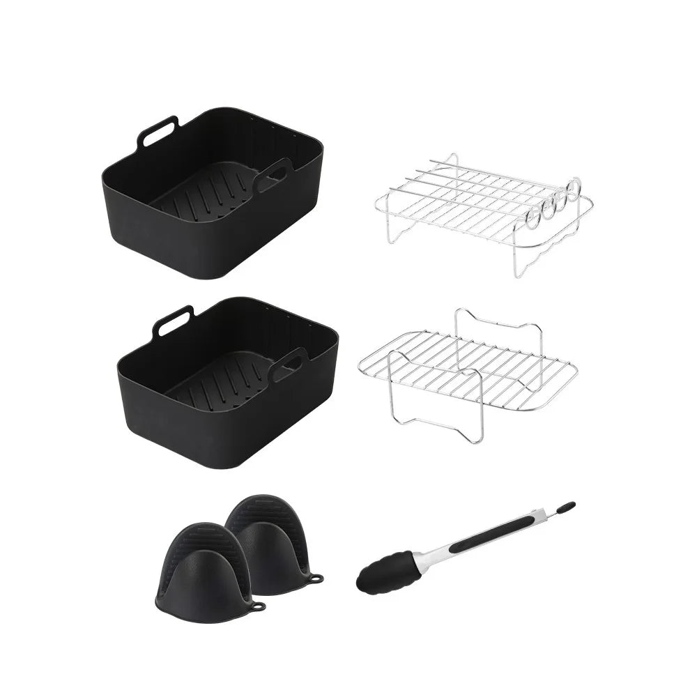 7Pcs / Set for Ninja AF400 AF500 Air Fryer Accessories Silicone Liner Grill Rack Tong Kit (BPA Free, FDA Certified) - 1