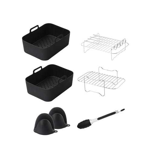 7Pcs / Set for Ninja AF400 AF500 Air Fryer Accessories Silicone Liner Grill Rack Tong Kit (BPA Free, FDA Certified) - 1