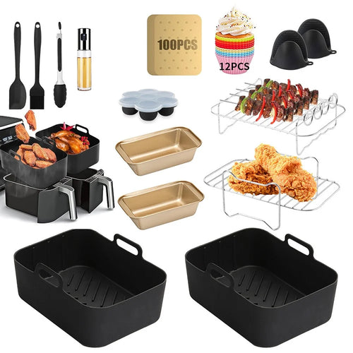 For Ninja AF400 Air Fryer Silicone Tray Grill Rack Oil Bottle Tong Cupcake Cup Egg Tray Accessories Set (BPA Free, FDA Certified) - 1