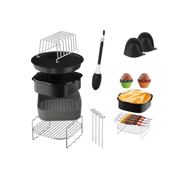 For Ninja AF180 Air Fryer 9Pcs / Set Accessories Cake Plate Silicone Tray Grill Rack Cupcake Mold Kit (BPA Free, FDA Certified) - 1