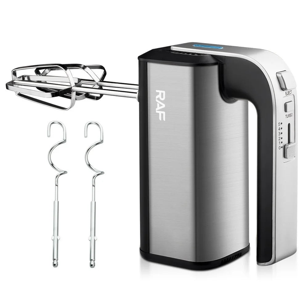 RAF 6664 Handheld Electric Mixer 800W 5 Speeds Hand Mixer with Beater Dough Hook, EU Plug (BPA Free, No FDA) - Grey - 1