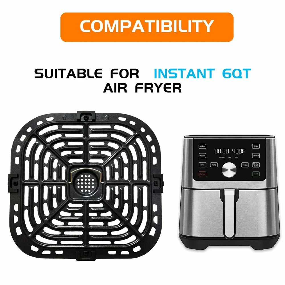 Air Fryer Replacement Grill Pan for Instant Vortex Plus 6QT, Grill Plate Tray with 4 Rubber Bumpers Feet (FDA Certified, BPA-free) - 3