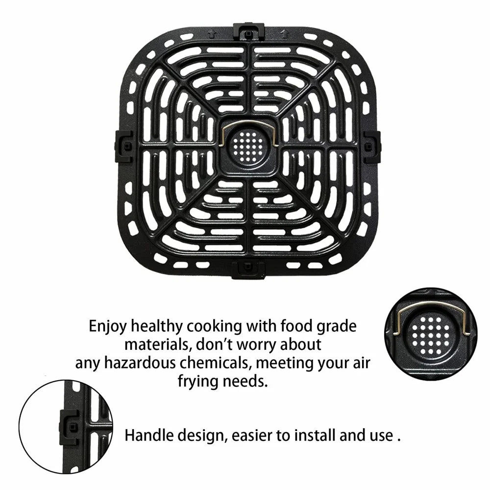 Air Fryer Replacement Grill Pan for Instant Vortex Plus 6QT, Grill Plate Tray with 4 Rubber Bumpers Feet (FDA Certified, BPA-free) - 6