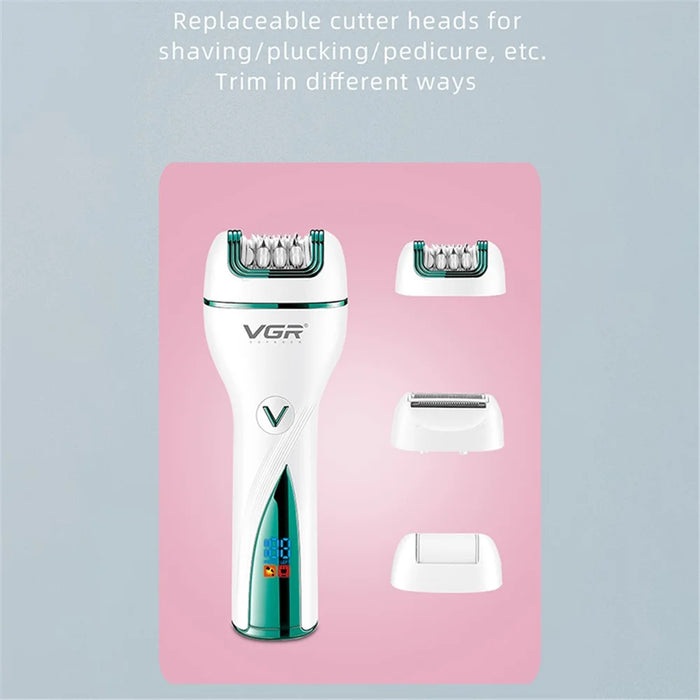 VGR V-728 3 in 1 Portable Electric Epilator Intelligent Digital Display Hair Removal Machine - 6