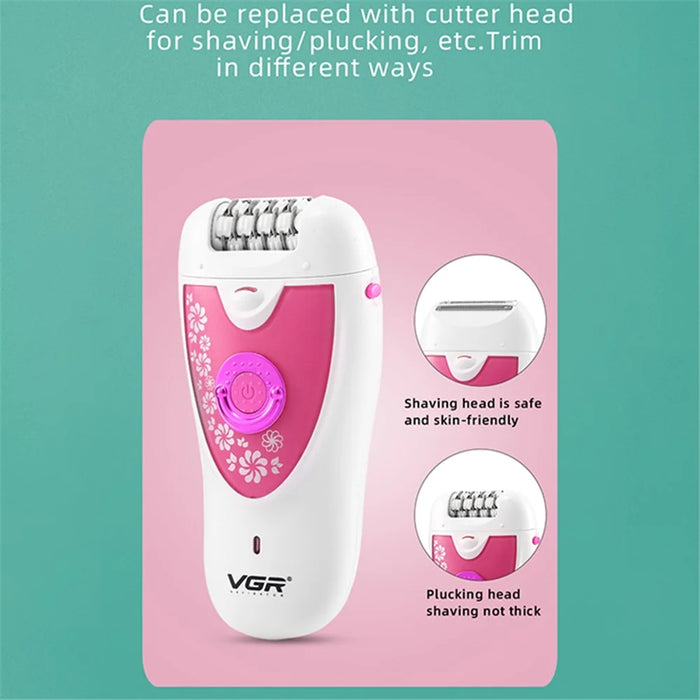 VGR V-722 3 in 1 Portable Electric Epilator Multi-function Hair Removal Machine for Face Body Leg - Pink - 5