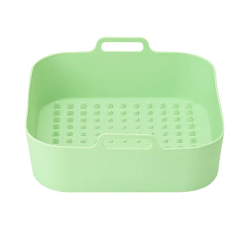 20cm Square Reusable Silicone Air Fryer Liner Oven Microwave Bakery Accessories (BPA-Free, FDA Certified) - Cyan - 1