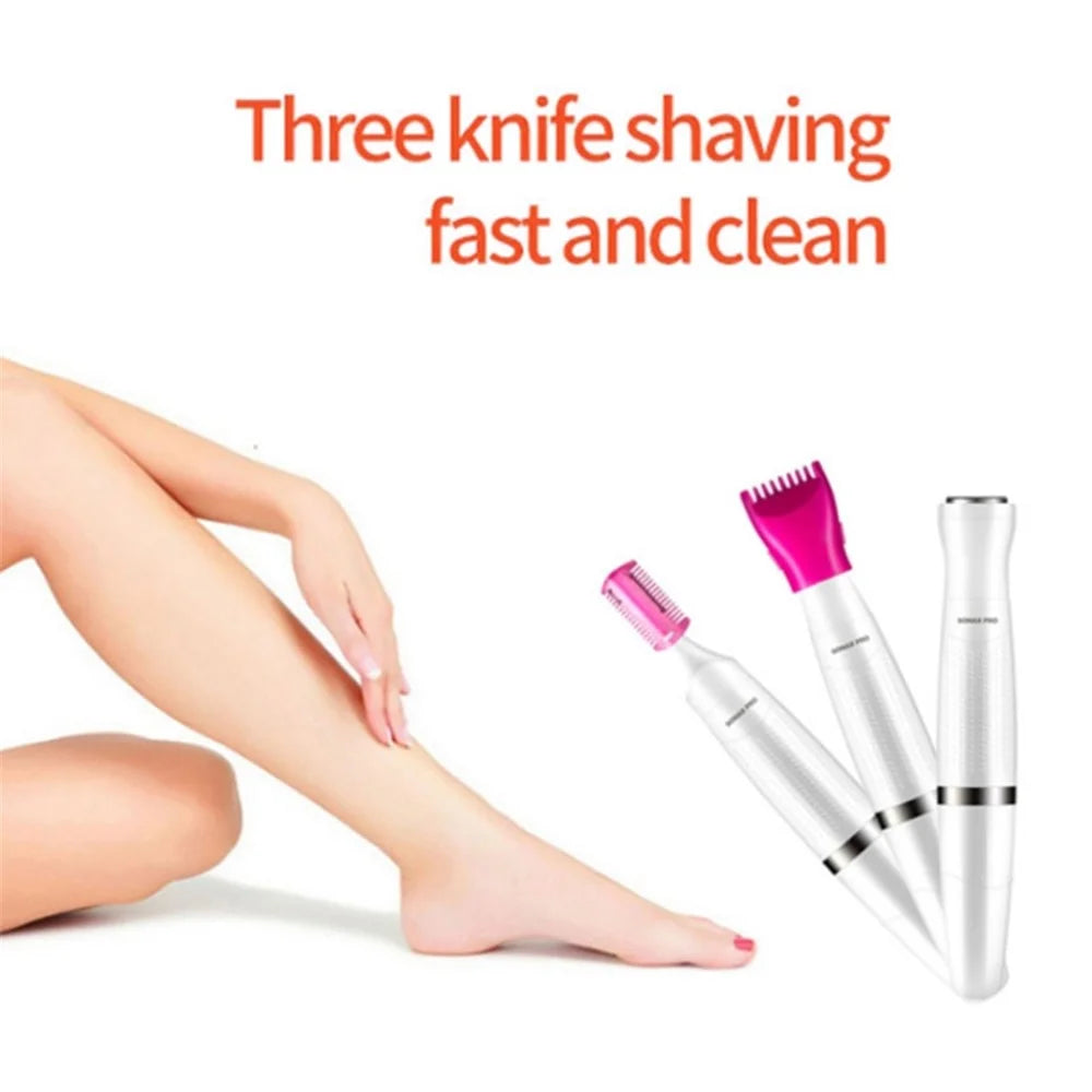 SONAX PRO SN-8855 3-in-1 Women Shaver Electric Hair Removal Beauty Device (without Battery) - White - 3