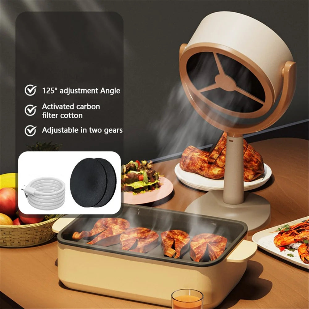 Q8 Mini Desktop Range Hood USB Kitchen Exhaust Fan for Indoor BBQ Hot Pot - 2
