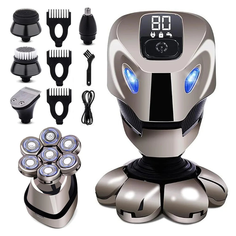 JK-2016 Full Body Washable 5-in-1 Multifunctional Electric Shaver with Digital Display - 1