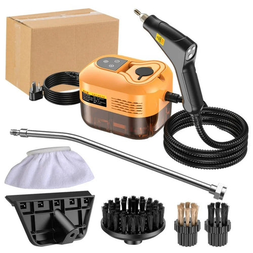 High Temperature Steam Cleaner Digital Display Kitchen Hood Bathroom Handheld Steam Cleaning Machine, 220V EU Plug - Orange - 1