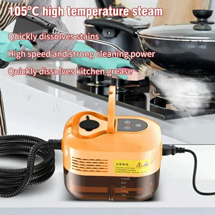 High Temperature Steam Cleaner Digital Display Kitchen Hood Bathroom Handheld Steam Cleaning Machine, 220V EU Plug - Orange - 3