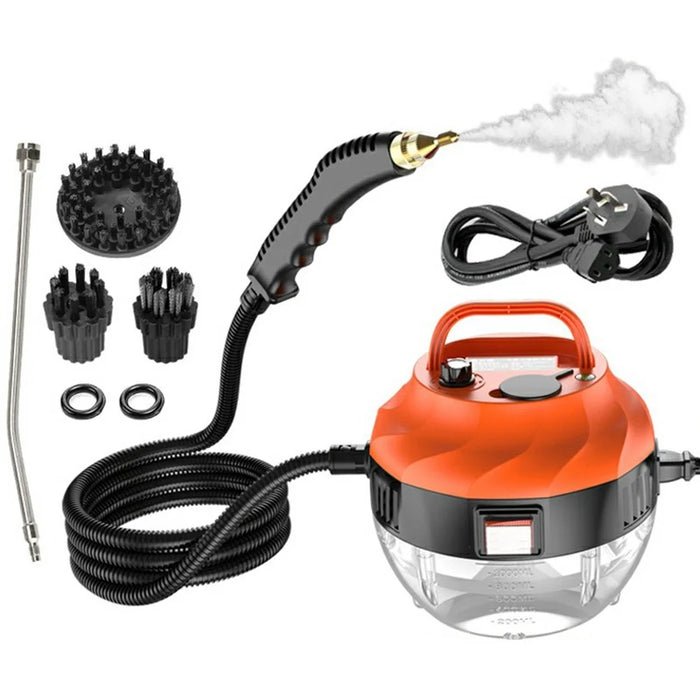 High Pressure Steam Cleaner Kitchen Bathroom Tile Air Conditioner Grease Removal Steam Cleaning Machine, 220V EU Plug - Orange / Black - 1