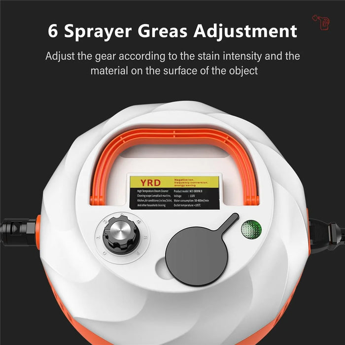 High Pressure Steam Cleaner Kitchen Bathroom Tile Air Conditioner Grease Removal Steam Cleaning Machine, 220V EU Plug - Orange / Black - 5