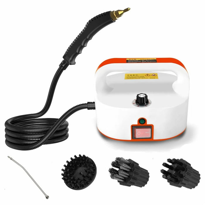 Handheld Steam Cleaner Kitchen Range Hood Bathroom Air Conditioner Cleaning Machine, 220V EU Plug - Orange / White - 1