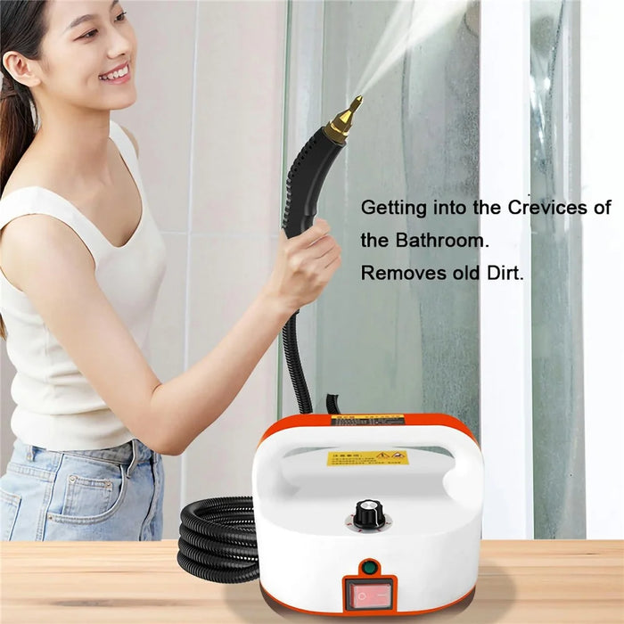 Handheld Steam Cleaner Kitchen Range Hood Bathroom Air Conditioner Cleaning Machine, 220V EU Plug - Orange / White - 2