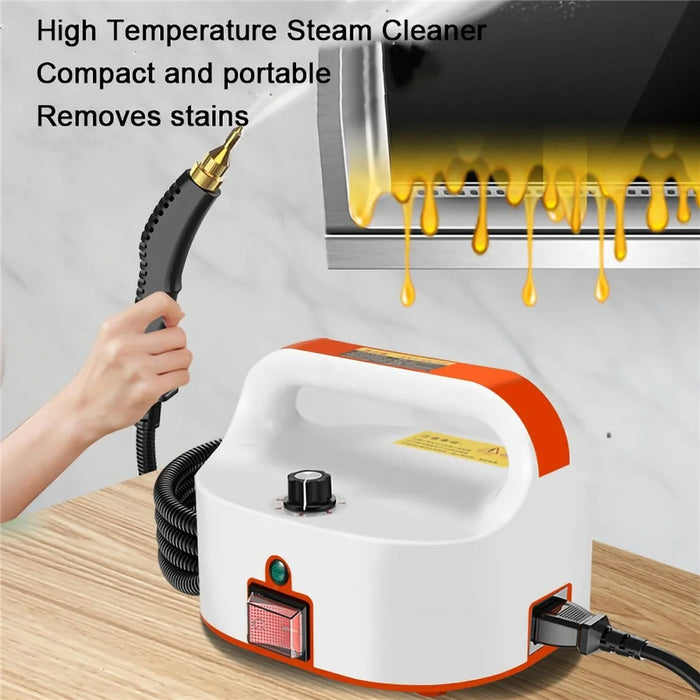 Handheld Steam Cleaner Kitchen Range Hood Bathroom Air Conditioner Cleaning Machine, 220V EU Plug - Orange / White - 6