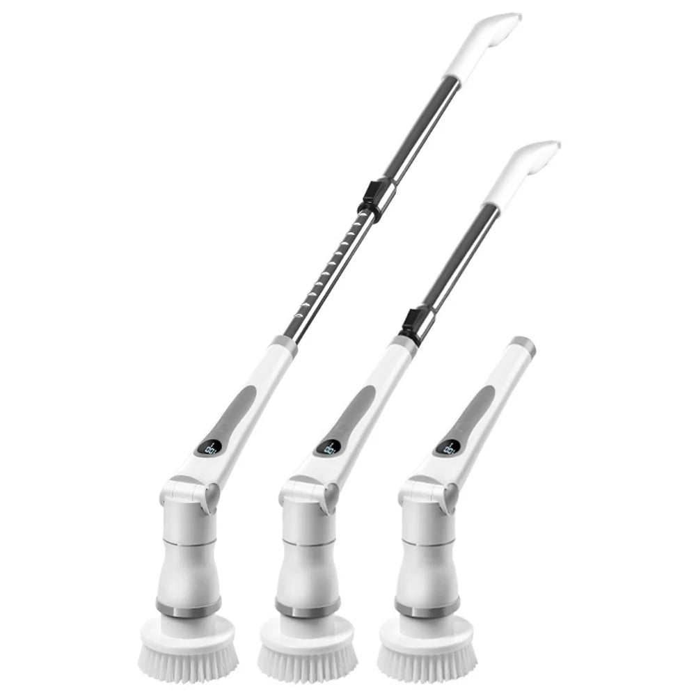 K-109 Electric Cleaning Brush with 4 Heads 3 Speeds Adjustable Multi-Function Scrubber for Kitchen Bathroom - Gray - 6
