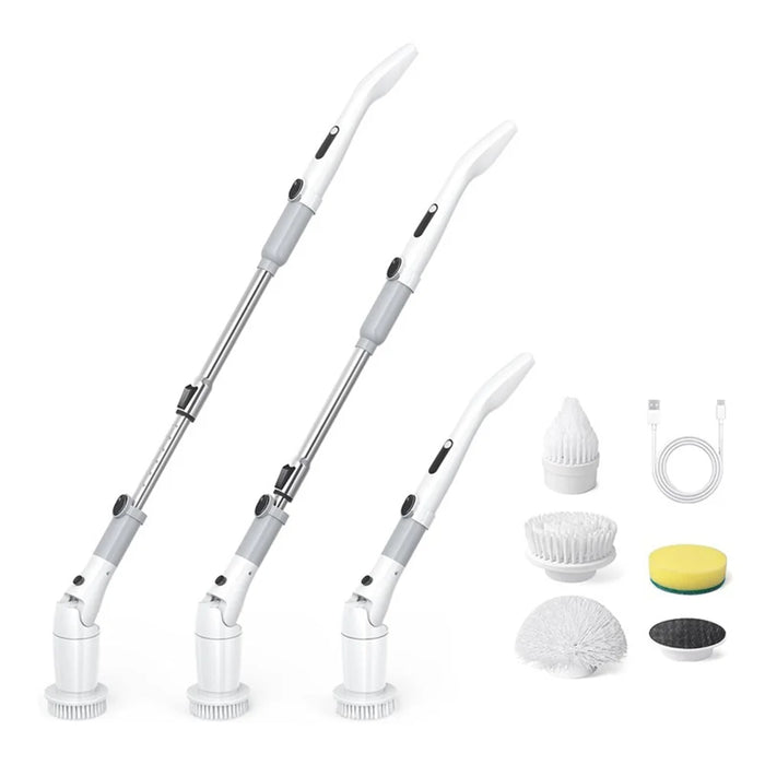 K-130 Electric Cleaning Brush with 4 Brush Heads 2 Speeds Adjustable Waterproof Cordless Scrubber for Car Kitchen Bathroom - Gray - 1