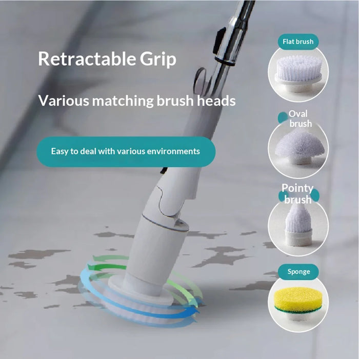 K-130 Electric Cleaning Brush with 4 Brush Heads 2 Speeds Adjustable Waterproof Cordless Scrubber for Car Kitchen Bathroom - Gray - 2
