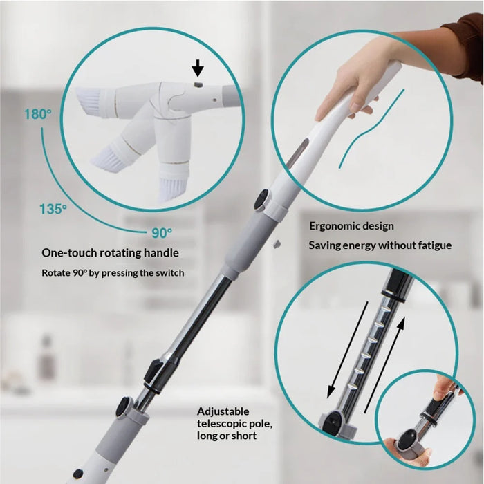 K-130 Electric Cleaning Brush with 4 Brush Heads 2 Speeds Adjustable Waterproof Cordless Scrubber for Car Kitchen Bathroom - Gray - 3