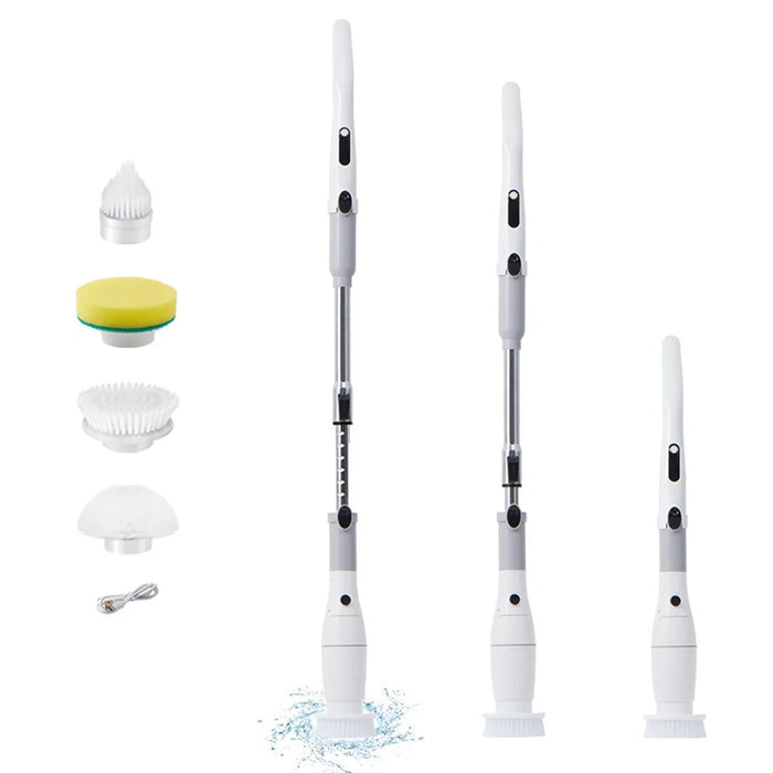 K-130 Electric Cleaning Brush with 4 Brush Heads 2 Speeds Adjustable Waterproof Cordless Scrubber for Car Kitchen Bathroom - Gray - 5