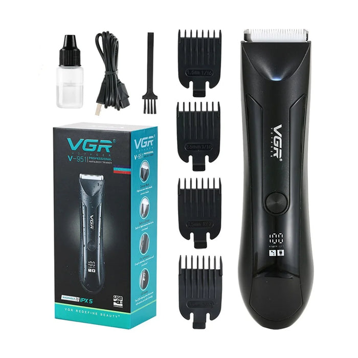 VGR V-951 Professional Hair Electric Clipper Rechargeable Hair Trimmer with LCD Digital Display Haircut Tool - Blue - 6