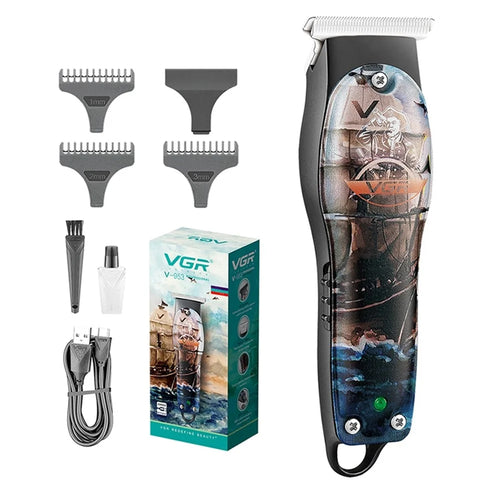 VGR V-953 Graffiti Design Professional Rechargeable Hair Cutting Trimmer Home Travel Men Electric Clipper Haircut Tool - 1